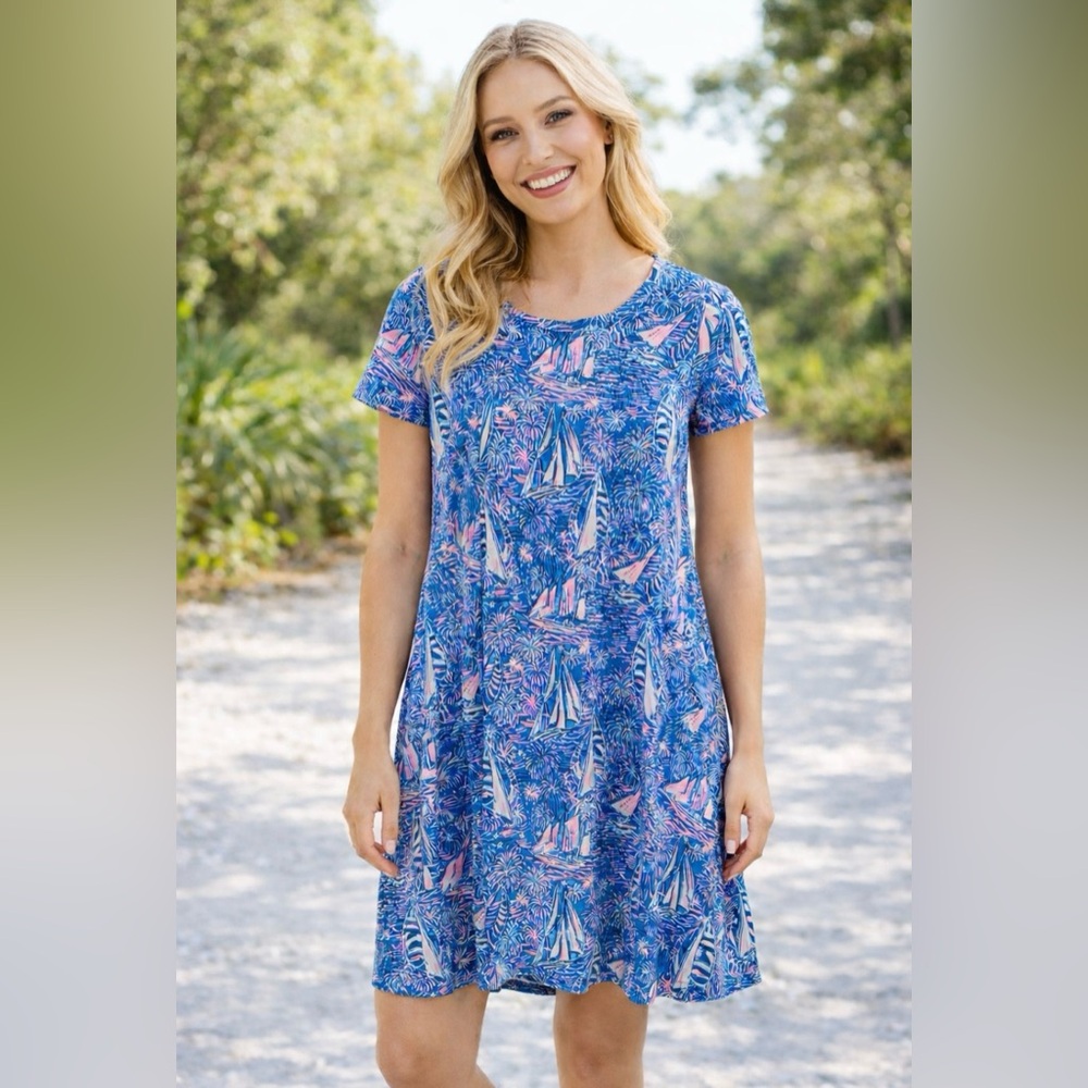 Lily Pulitzer Boca Blue “It’s A Sailabration” short dress. Pima cotton, Medium